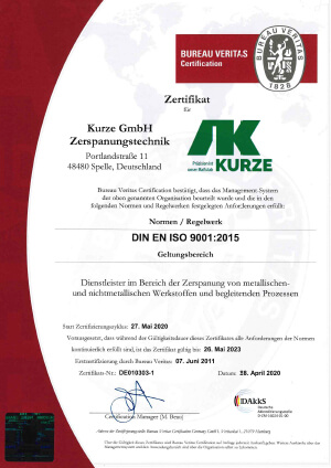 Kurze GmbH ISO 9001 Zertifikat